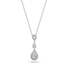 925 sterling silver necklace platinum-plated adorned with zircon stones - Transparent - NECKLACES
