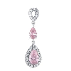 925 sterling silver necklace, platinum-plated With a sparkling pink zircon stone