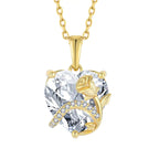 925 Sterling Silver necklace With tulip flower and a heart - Gold