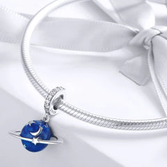 925 Sterling Silver Planet-Shaped Pendant Bracelet - fathyibrahim