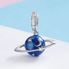 925 Sterling Silver Planet-Shaped Pendant Bracelet - fathyibrahim
