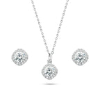 925 Sterling Silver Set With Zirconia Stones - Transparent - Sets