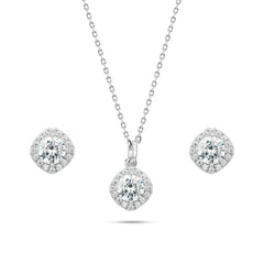 925 Sterling Silver Set With Zirconia Stones - Transparent - Sets