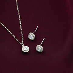 925 Sterling Silver Set With Zirconia Stones - Transparent - Sets