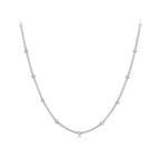 925 Sterling Silver Side Bead Chain - White - NECKLACES