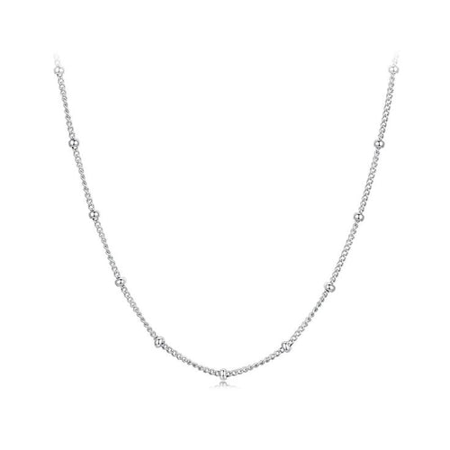 925 Sterling Silver Side Bead Chain - White - NECKLACES