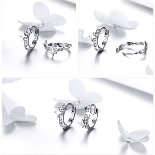 925 sterling silver star shaped earrings - Transparent