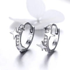 925 sterling silver star shaped earrings - Transparent