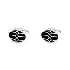 925 sterling silver suit button adorned with an interwoven geometric line pattern - Cuff Link