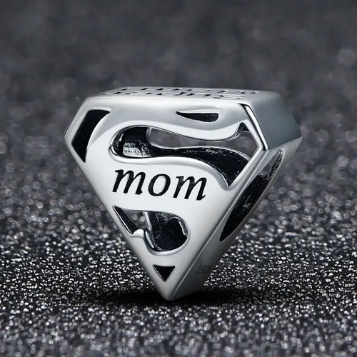 925 Sterling Silver ’Super Mom’ Pendant Bracelet - Charms