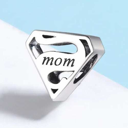 925 Sterling Silver ’Super Mom’ Pendant Bracelet - Charms