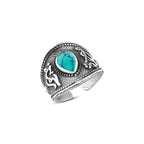 925 sterling silver women’s ring inspired by Ottoman style with a turquoise stone - Turquoise - Rings