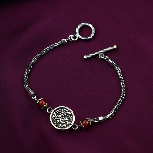 925 Women Silver Bracelet Crowned with Agate Stone - fathyibrahim