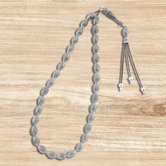 999 silver prayer bead with finely engraved oval-shaped beads - Rosary