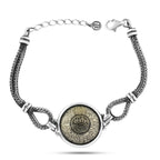 Luxurious 925 Sterling Silver Arabic Bracelet with Brass Inlay – Engraved with Ayat Al-Kursi and Oxidized Finish