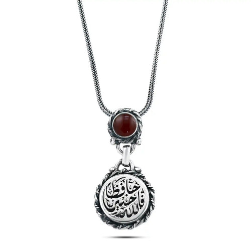 Elegant Spiritual Necklace – Egyptian 925 Sterling Silver with Natural Agate Stone