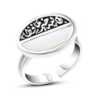 Egyptian Women's Silver Ring 925 with Natural Mother-of-Pearl – Handcrafted by Fathy Ibrahim