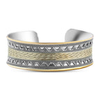 Distinctive Open-Design Bracelet – Sterling Silver with Copper Accents