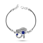 Pharaonic Eye of Horus Bracelet – 925 Silver, Adorned with Blue Lapis Lazuli Stone