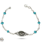 Egyptian Women’s Sterling Silver Bracelet with Turquoise Stones – "Love" – 925