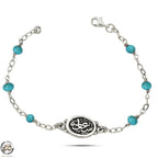 Egyptian Women's Silver Bracelet, 925 Sterling, Adorned with Turquoise Stone and Black Oxide Finish
