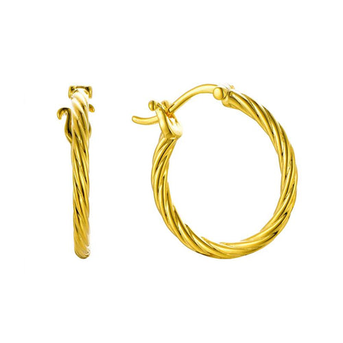 Twisted Gold-Plated Silver Hoop Earrings