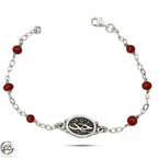 Egyptian Women’s Sterling Silver Bracelet with Agate Stones – "Love" – 925
