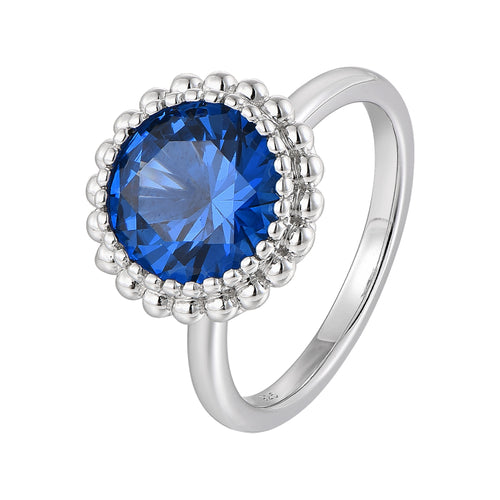 Royal Blue Zircon Halo Ring