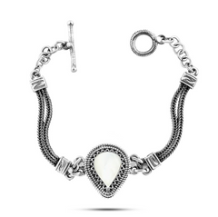 انسيال الدمعه فضه مصري عيار925 متوج بحجر الصدف الابيض