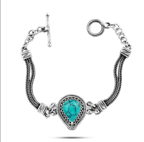 The tear-shaped bracelet, 925 Egyptian silver, crowned with a turquoise stone