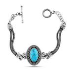 Desert Sky – Oval 925 Egyptian Silver Bracelet with Turquoise