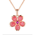 925 silver floral necklace plated with rose gold