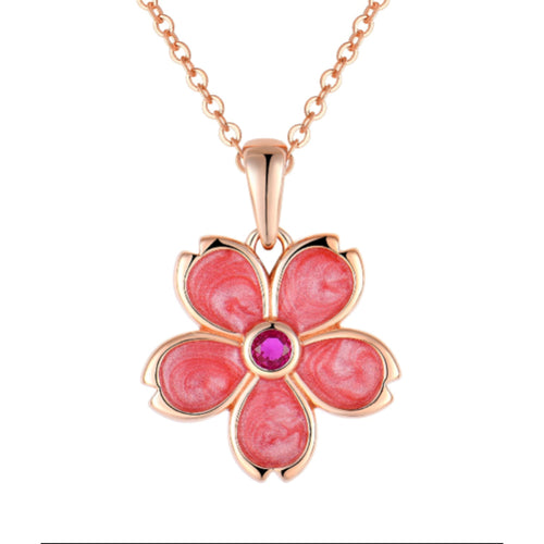 925 silver floral necklace plated with rose gold