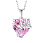 A heart and butterfly design Neklace 925 Sterling Silver - Pink