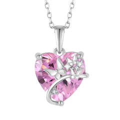 A heart and butterfly design Neklace 925 Sterling Silver - Pink