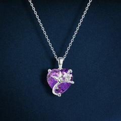 A heart and butterfly design Neklace 925 Sterling Silver - Purple - Purple - NECKLACES