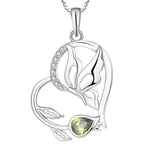 A heart, a tulip flower, and a butterfly - 925 silver necklace