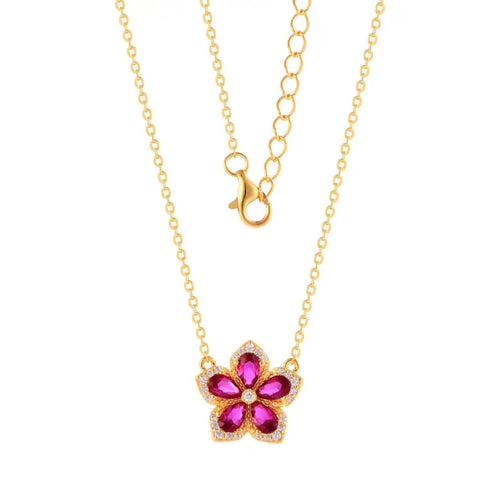 A jasmine flower 925 Silver necklace - Gold