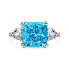 925 sterling silver ring with a crushed aquamarine stone, offering a frosty, icy look with light blue tones.