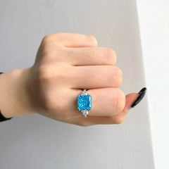 Aquamarine Ice Crushed 925 Silver Ring - fathyibrahim