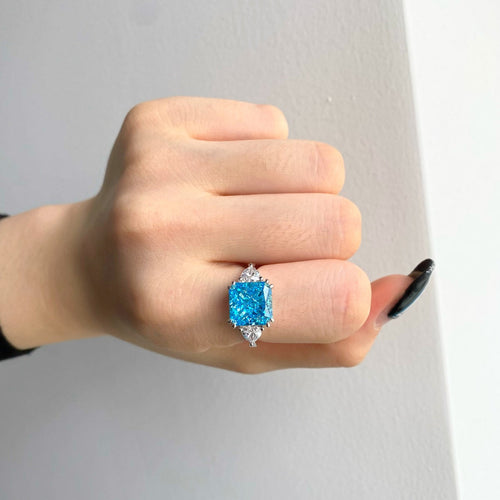 Aquamarine Ice Crushed 925 Silver Ring - fathyibrahim