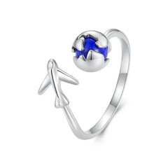 Around The World Open Ring - 925 sterling silver - Blue - Rings