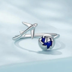 Around The World Open Ring - 925 sterling silver - Blue - Rings