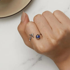 Around The World Open Ring - 925 sterling silver - Blue - Rings