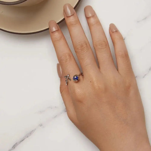 Around The World Open Ring - 925 sterling silver - Blue - Rings