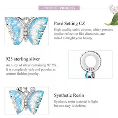 Aurora butterfly 925 Silver Charm - White