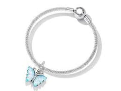 Aurora butterfly 925 Silver Charm - White