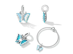 Aurora butterfly 925 Silver Charm - White