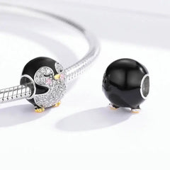 Baby penguin 925 silver charm - White