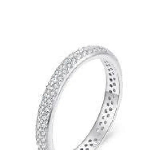 دبلة فضة عيار 925 مرصعة بالزركون ومطلية بالبلاتين